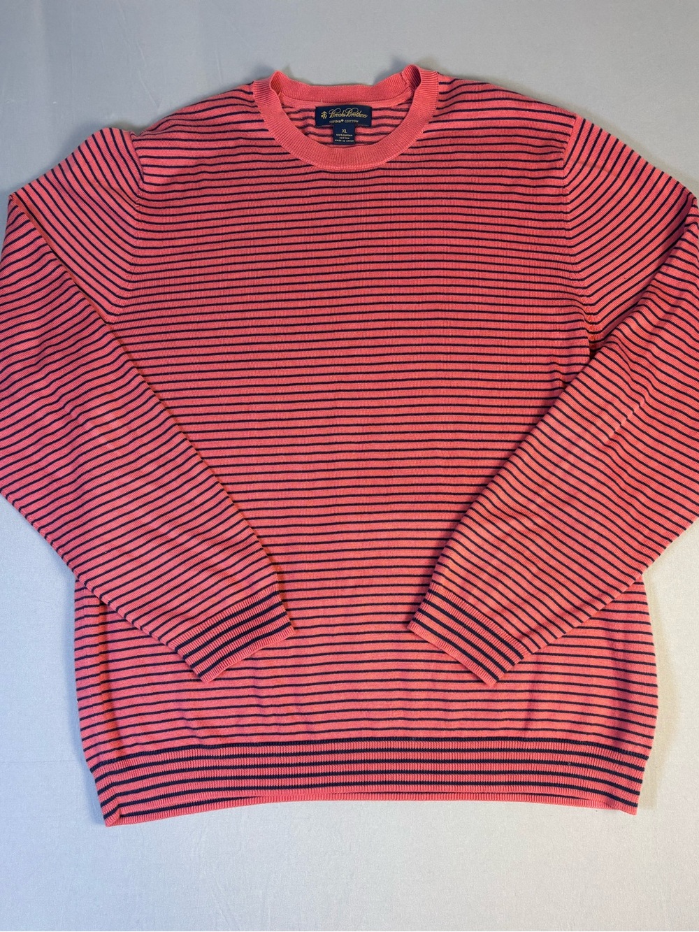 Brooks Brothers Red & Navy Striped Crewneck Sweater XL NWOT 100% Supima Cotton